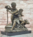Bronze Sculpture Hercules with a Child playing Flute Resting on top of a Bull Barye