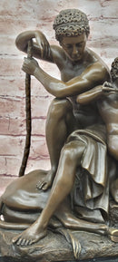 Bronze Sculpture Hercules with a Child playing Flute Resting on top of a Bull Barye