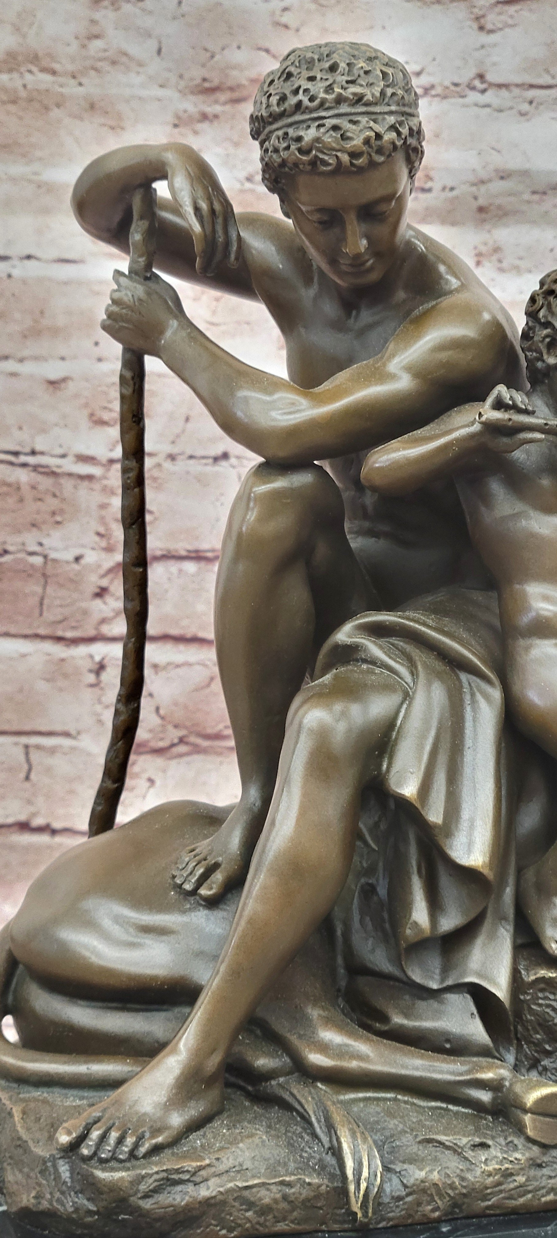 Bronze Sculpture Hercules with a Child playing Flute Resting on top of a Bull Barye