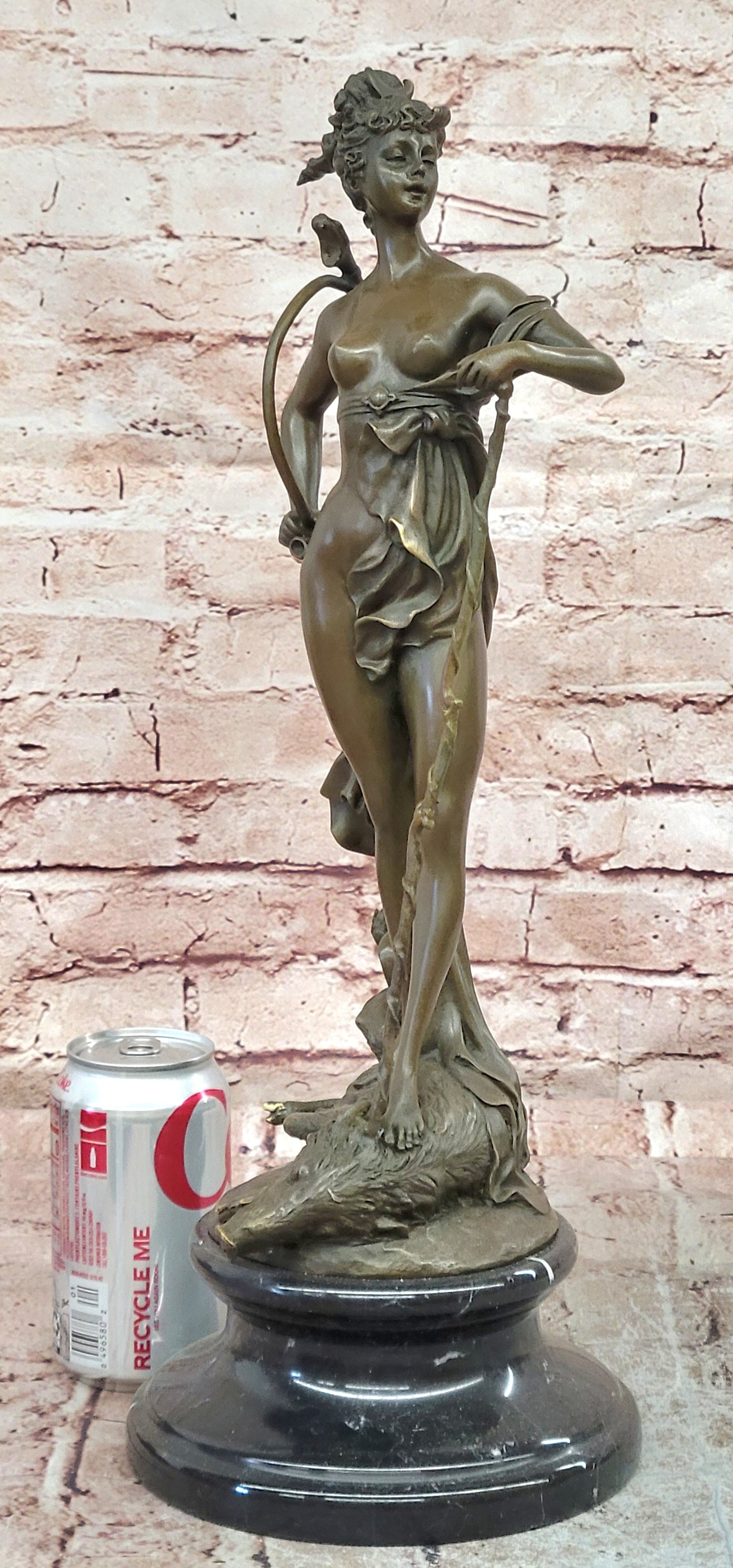 Diana On Wild Boar Roman Goddess of Hunt Mythology Artwork Bronze Sculpture
