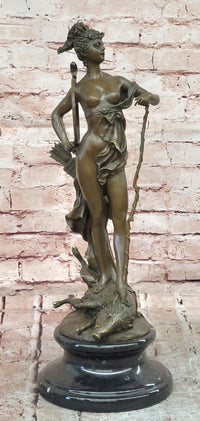 Diana On Wild Boar Roman Goddess of Hunt Mythology Artwork Bronze Sculpture