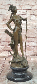 Diana On Wild Boar Roman Goddess of Hunt Mythology Artwork Bronze Sculpture