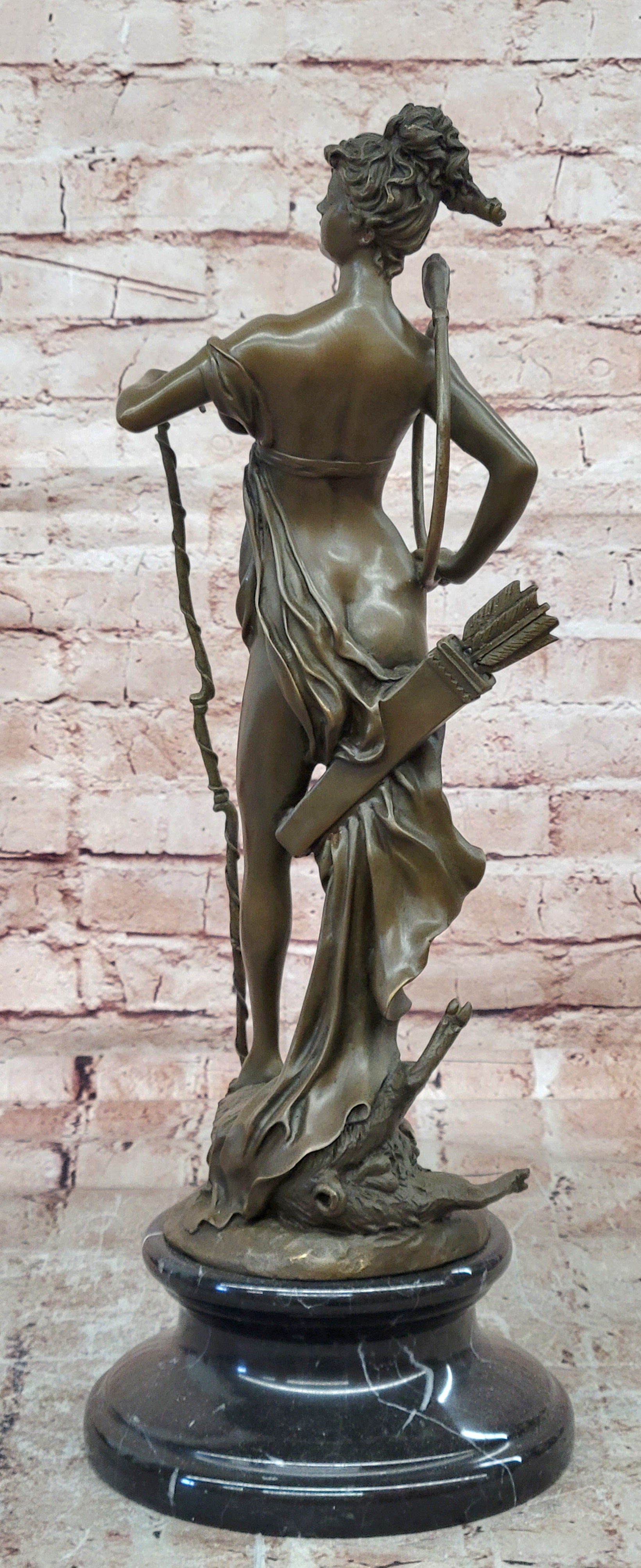 Diana On Wild Boar Roman Goddess of Hunt Mythology Artwork Bronze Sculpture