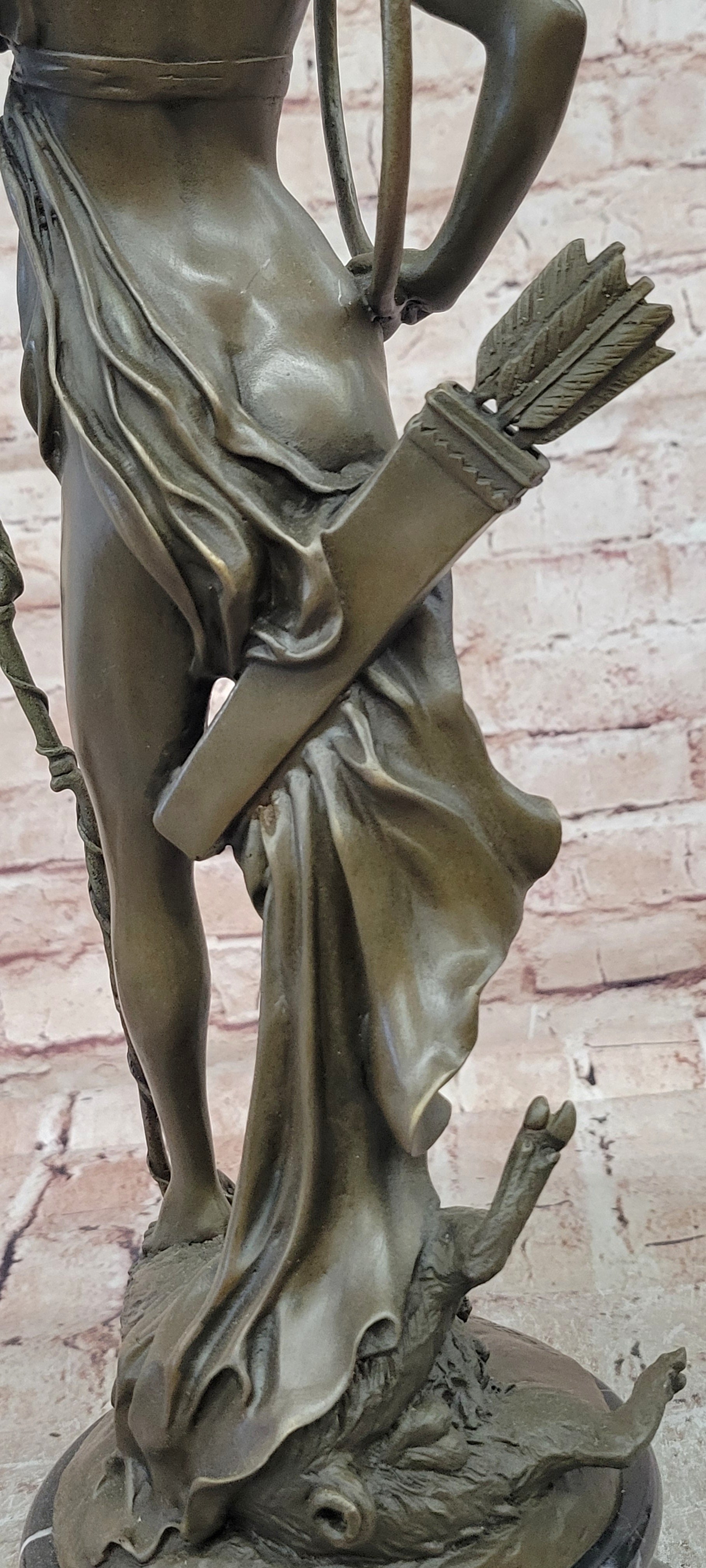 Diana On Wild Boar Roman Goddess of Hunt Mythology Artwork Bronze Sculpture