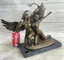 Bronze Sculpture of Winged Lovers Zephyrus & Psyche on Marble Base