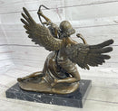Bronze Sculpture of Winged Lovers Zephyrus & Psyche on Marble Base