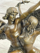 Bronze Sculpture of Winged Lovers Zephyrus & Psyche on Marble Base