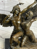 Bronze Sculpture of Winged Lovers Zephyrus & Psyche on Marble Base
