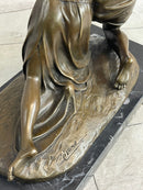 Bronze Sculpture of Winged Lovers Zephyrus & Psyche on Marble Base