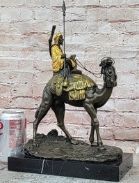 Genuine Bronze Sculpture Figure Dromedary Camel Arab Man Rider Figurine