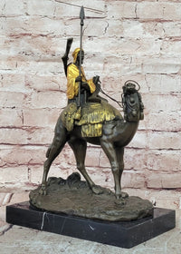 Genuine Bronze Sculpture Figure Dromedary Camel Arab Man Rider Figurine