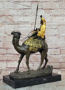 Genuine Bronze Sculpture Figure Dromedary Camel Arab Man Rider Figurine