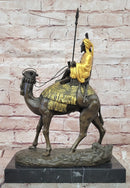 Genuine Bronze Sculpture Figure Dromedary Camel Arab Man Rider Figurine