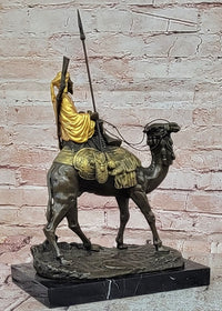Genuine Bronze Sculpture Figure Dromedary Camel Arab Man Rider Figurine