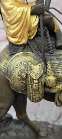 Genuine Bronze Sculpture Figure Dromedary Camel Arab Man Rider Figurine