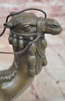 Genuine Bronze Sculpture Figure Dromedary Camel Arab Man Rider Figurine