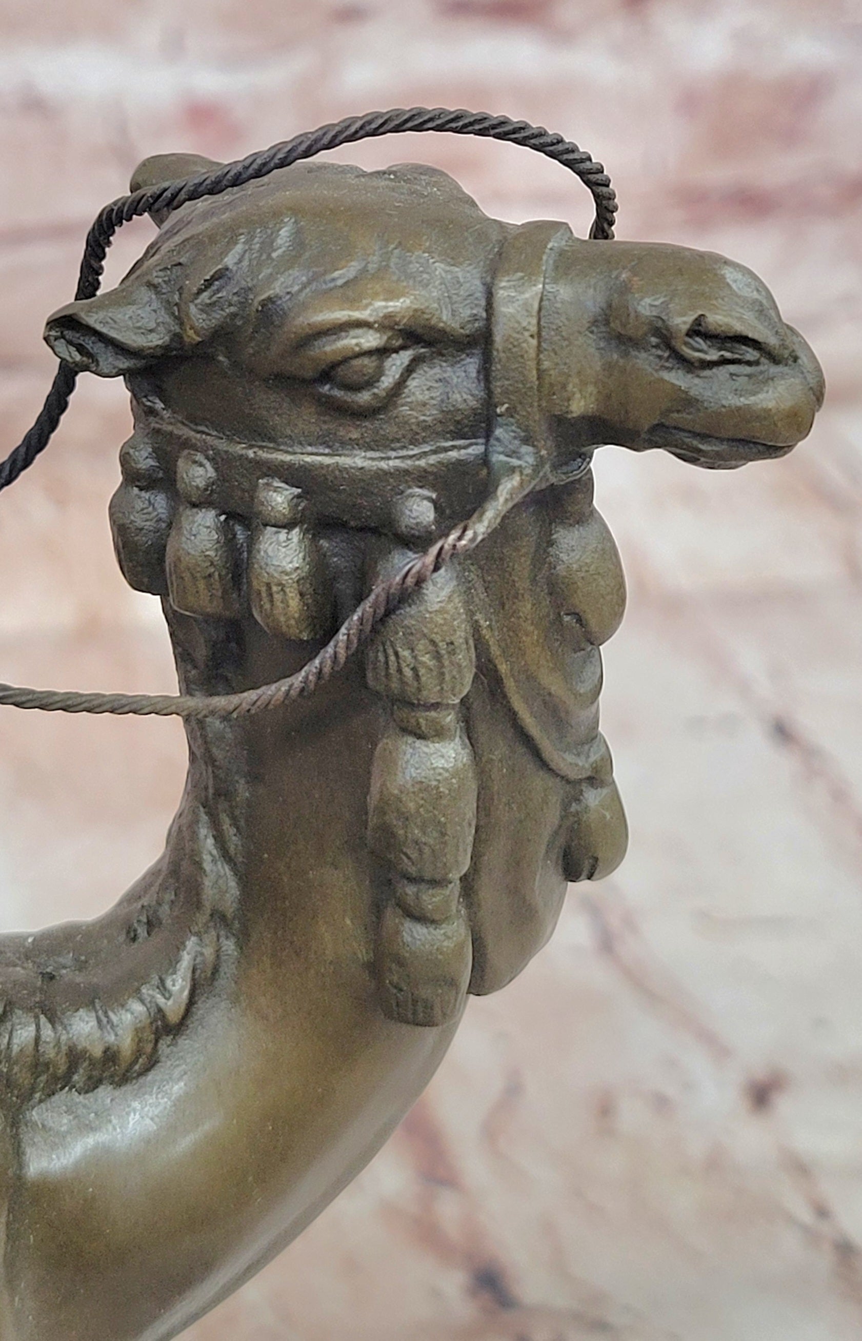Genuine Bronze Sculpture Figure Dromedary Camel Arab Man Rider Figurine