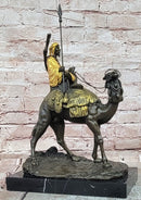 Genuine Bronze Sculpture Figure Dromedary Camel Arab Man Rider Figurine