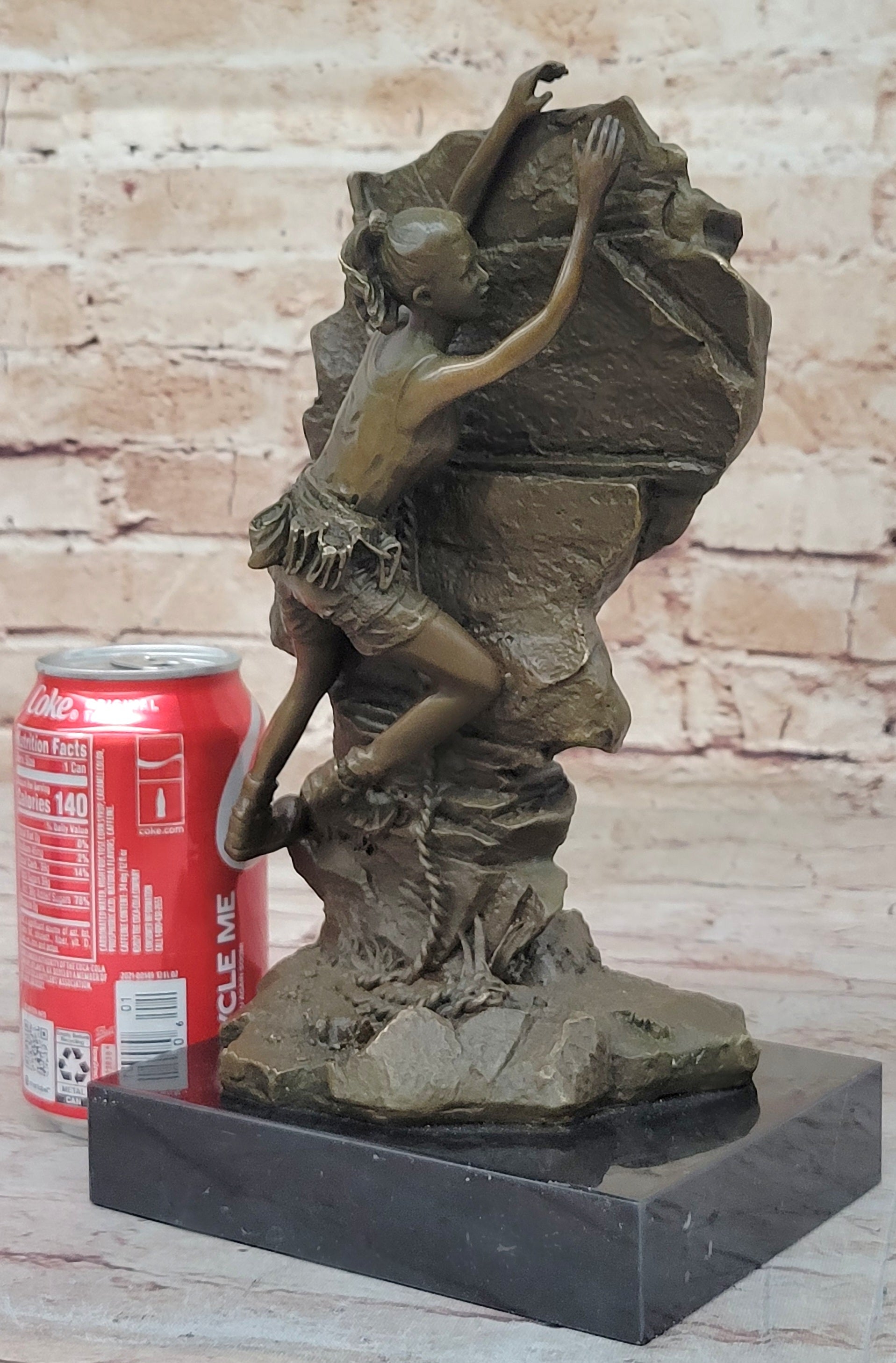 Female Rock Climber Bouldering Bronze Sculpture