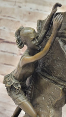 Female Rock Climber Bouldering Bronze Sculpture