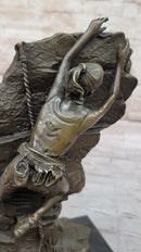 Female Rock Climber Bouldering Bronze Sculpture