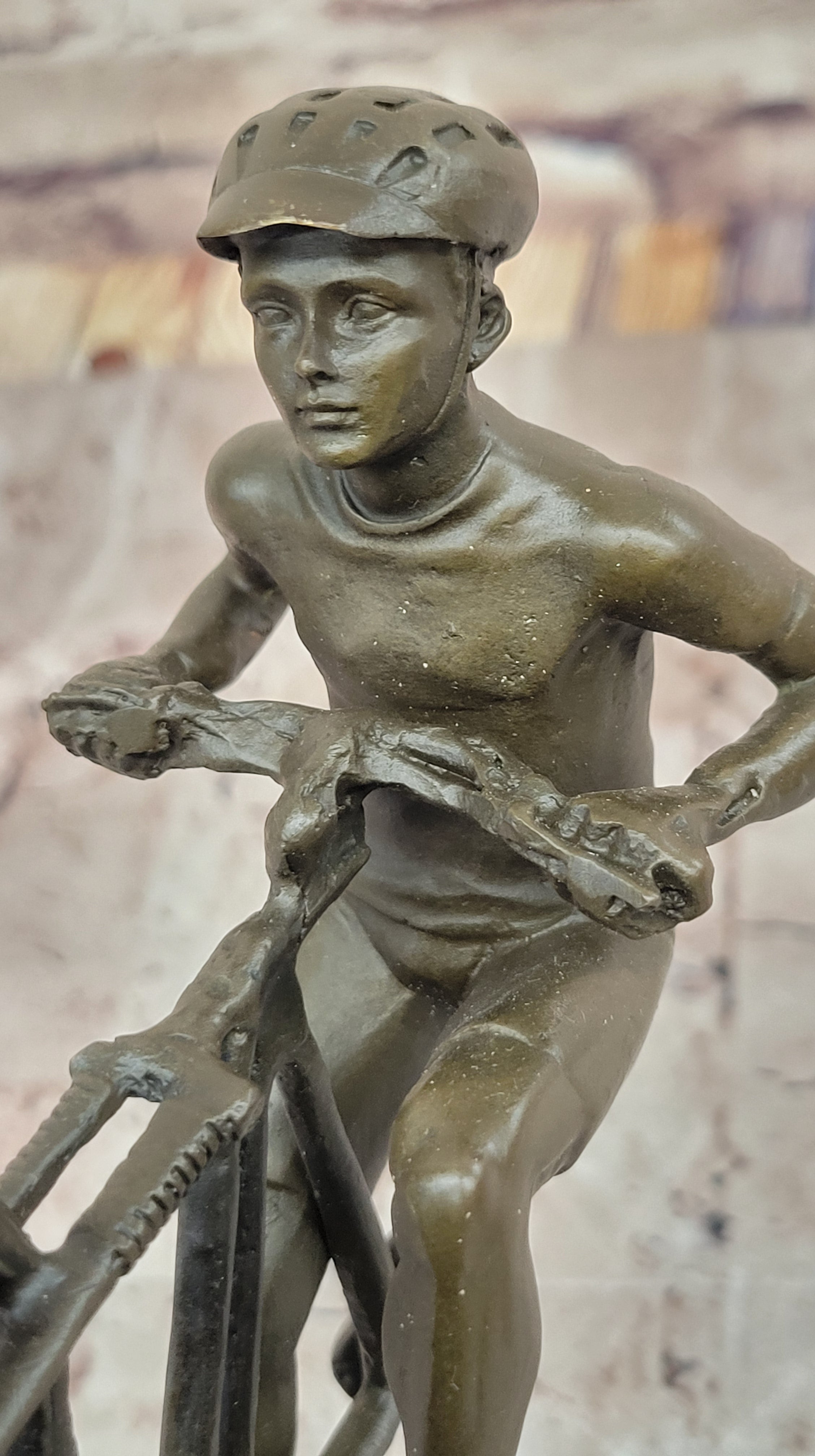 Cyclist on Rocky Terrain Bronze by Mario Nick