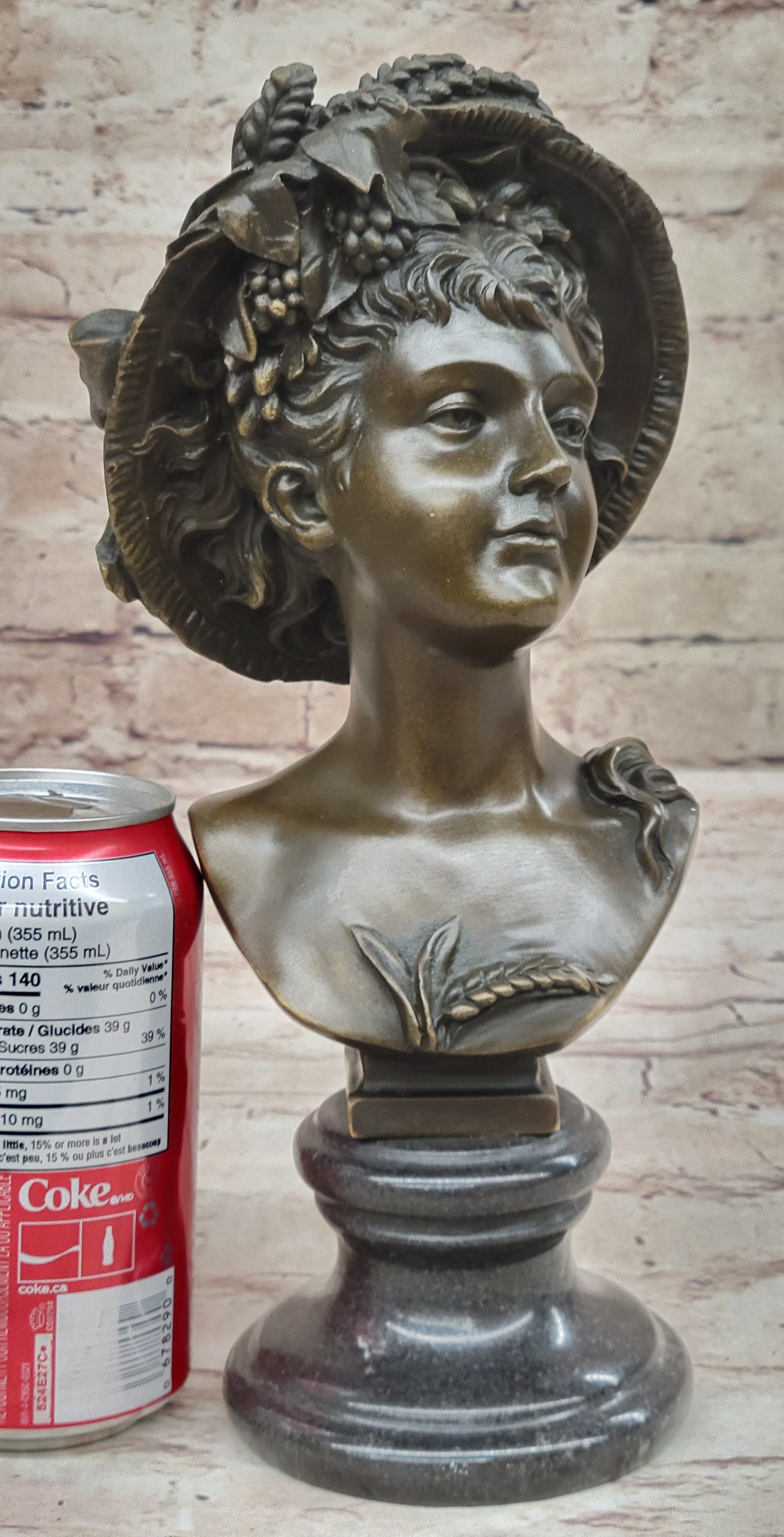 Signed Carrier Elegant Sexy Nude Girl Bronze Sculpture Bust Art Nouveau Decor