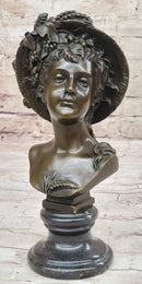 Signed Carrier Elegant Sexy Nude Girl Bronze Sculpture Bust Art Nouveau Decor