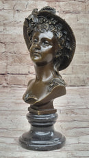 Signed Carrier Elegant Sexy Nude Girl Bronze Sculpture Bust Art Nouveau Decor