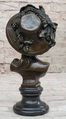 Signed Carrier Elegant Sexy Nude Girl Bronze Sculpture Bust Art Nouveau Decor