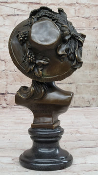 Signed Carrier Elegant Sexy Nude Girl Bronze Sculpture Bust Art Nouveau Decor