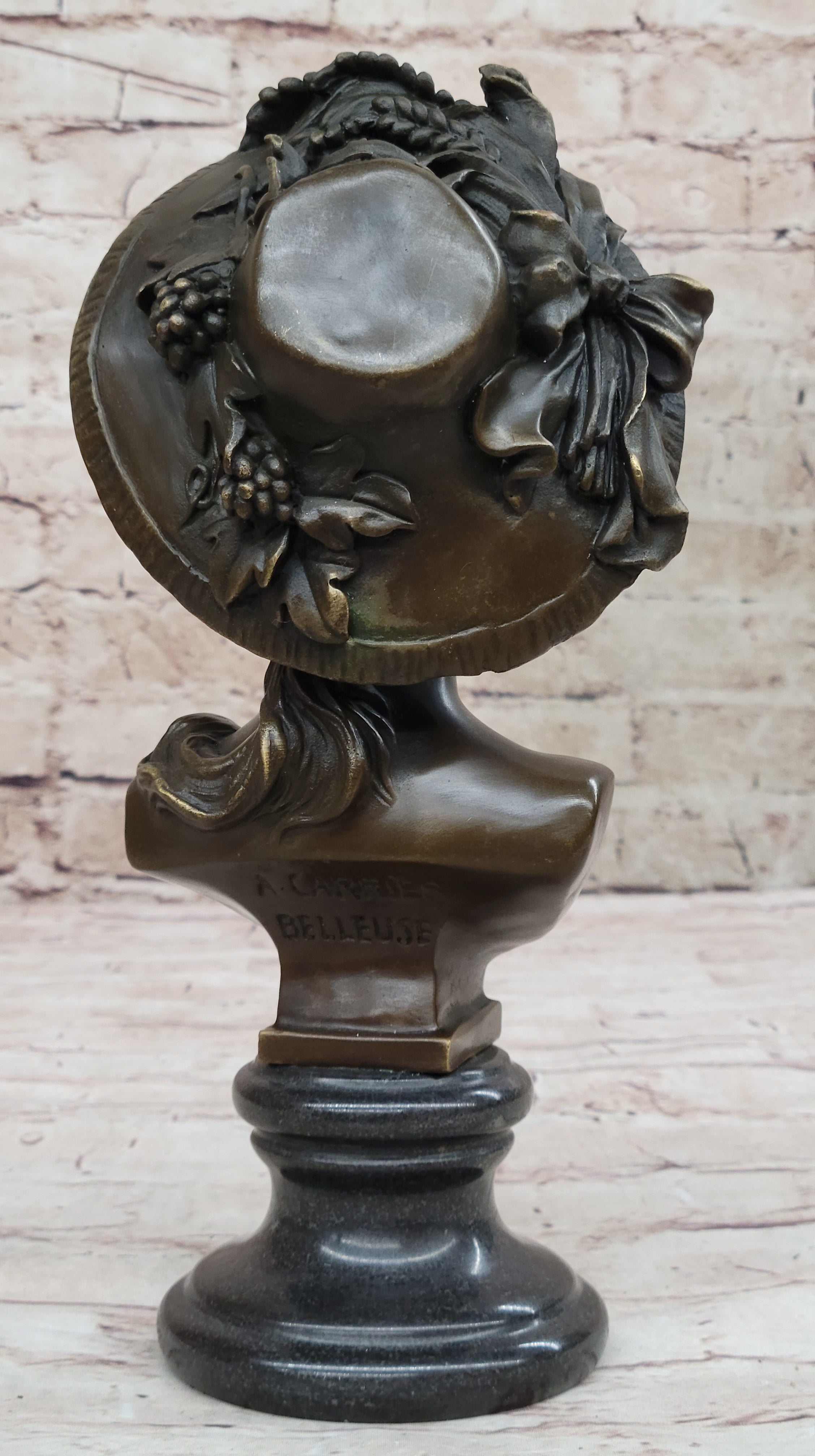 Signed Carrier Elegant Sexy Nude Girl Bronze Sculpture Bust Art Nouveau Decor