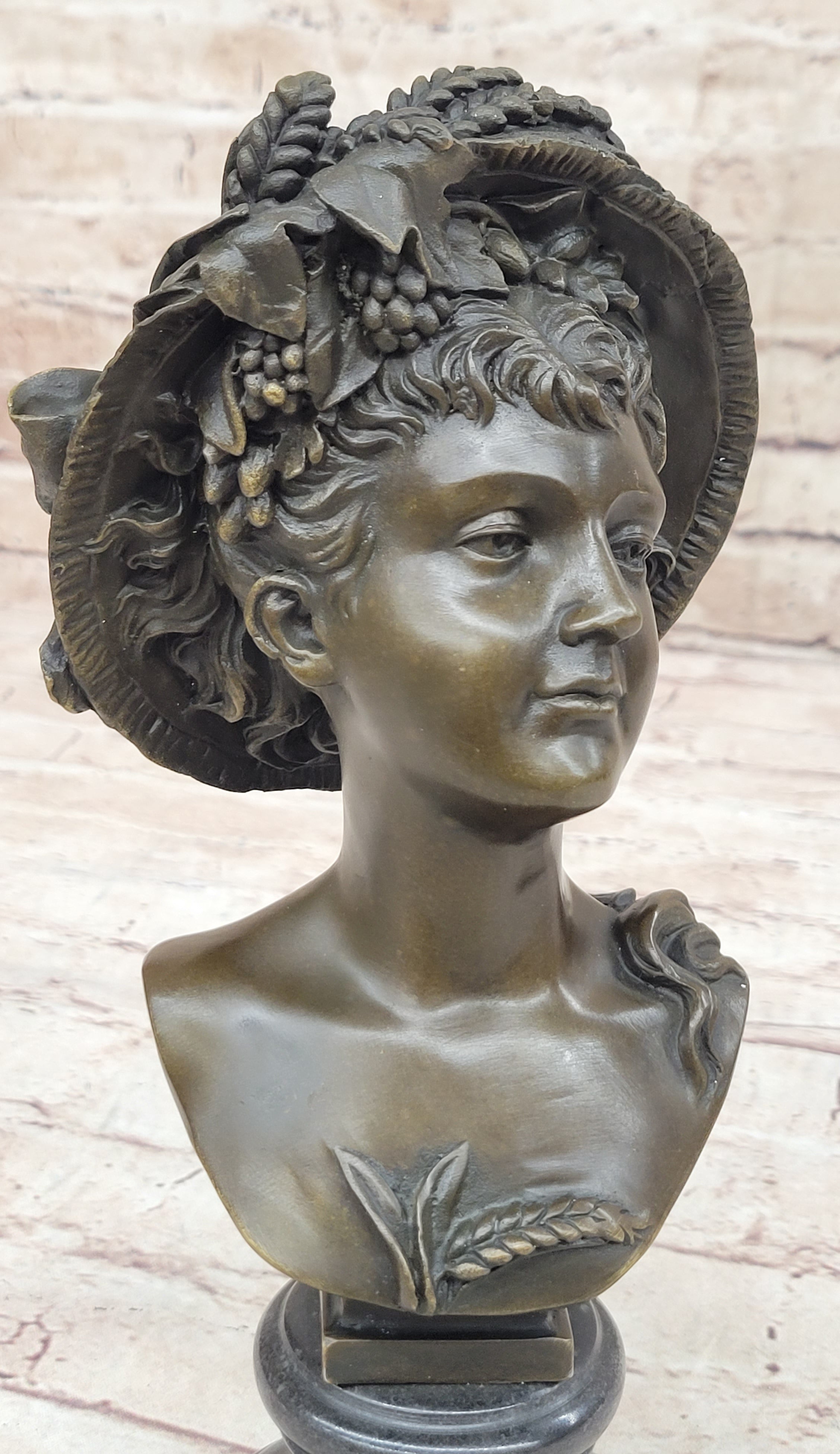 Signed Carrier Elegant Sexy Nude Girl Bronze Sculpture Bust Art Nouveau Decor