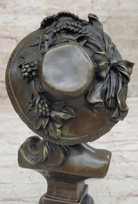 Signed Carrier Elegant Sexy Nude Girl Bronze Sculpture Bust Art Nouveau Decor