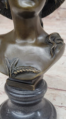 Signed Carrier Elegant Sexy Nude Girl Bronze Sculpture Bust Art Nouveau Decor