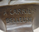 Signed Carrier Elegant Sexy Nude Girl Bronze Sculpture Bust Art Nouveau Decor