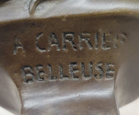 Signed Carrier Elegant Sexy Nude Girl Bronze Sculpture Bust Art Nouveau Decor