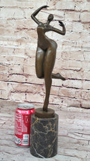 Nude Curvy Female Dancer Figure Bronze Sculpture Modern Art on Marble Base