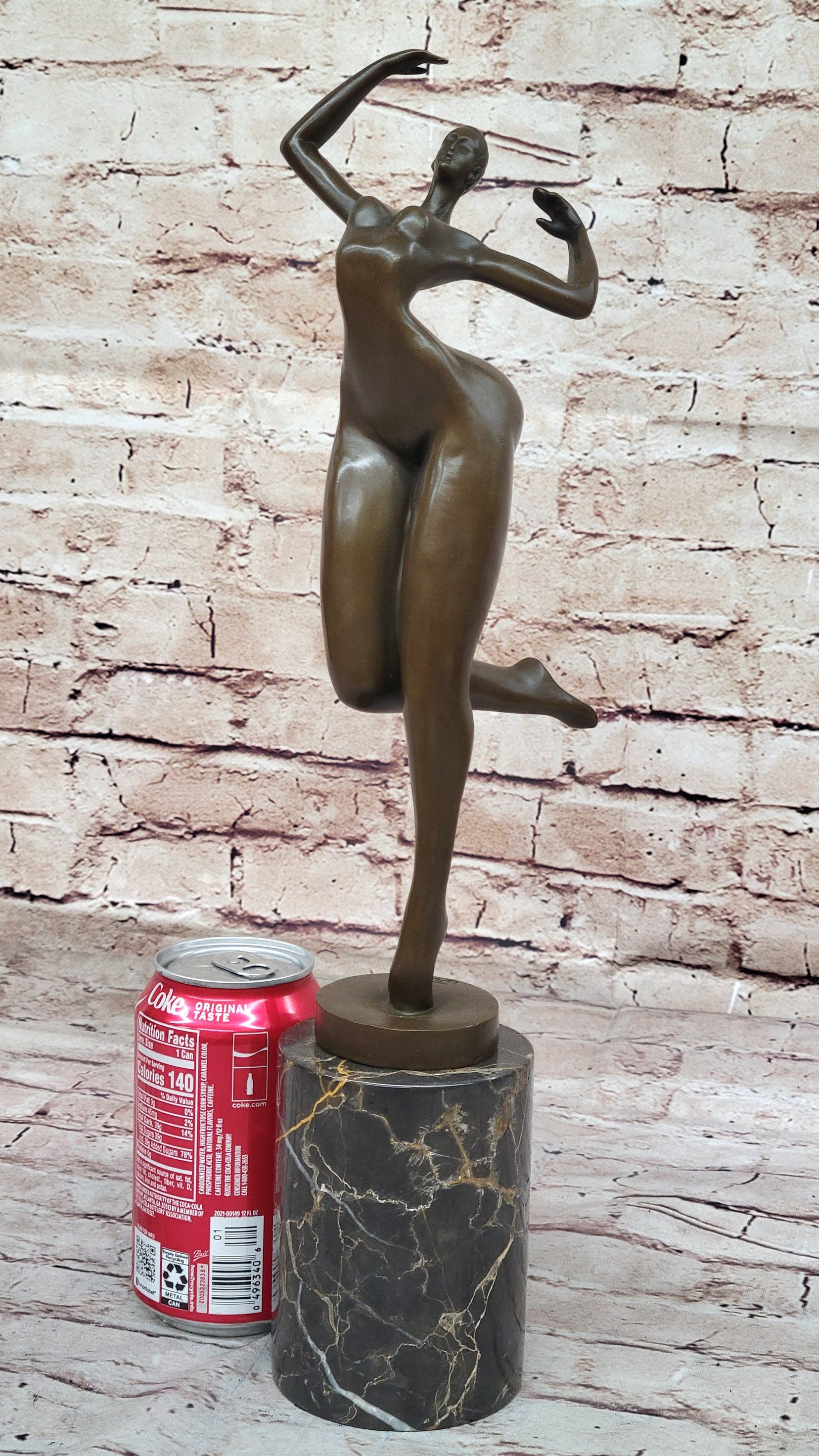 Nude Curvy Female Dancer Figure Bronze Sculpture Modern Art on Marble Base