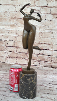 Nude Curvy Female Dancer Figure Bronze Sculpture Modern Art on Marble Base