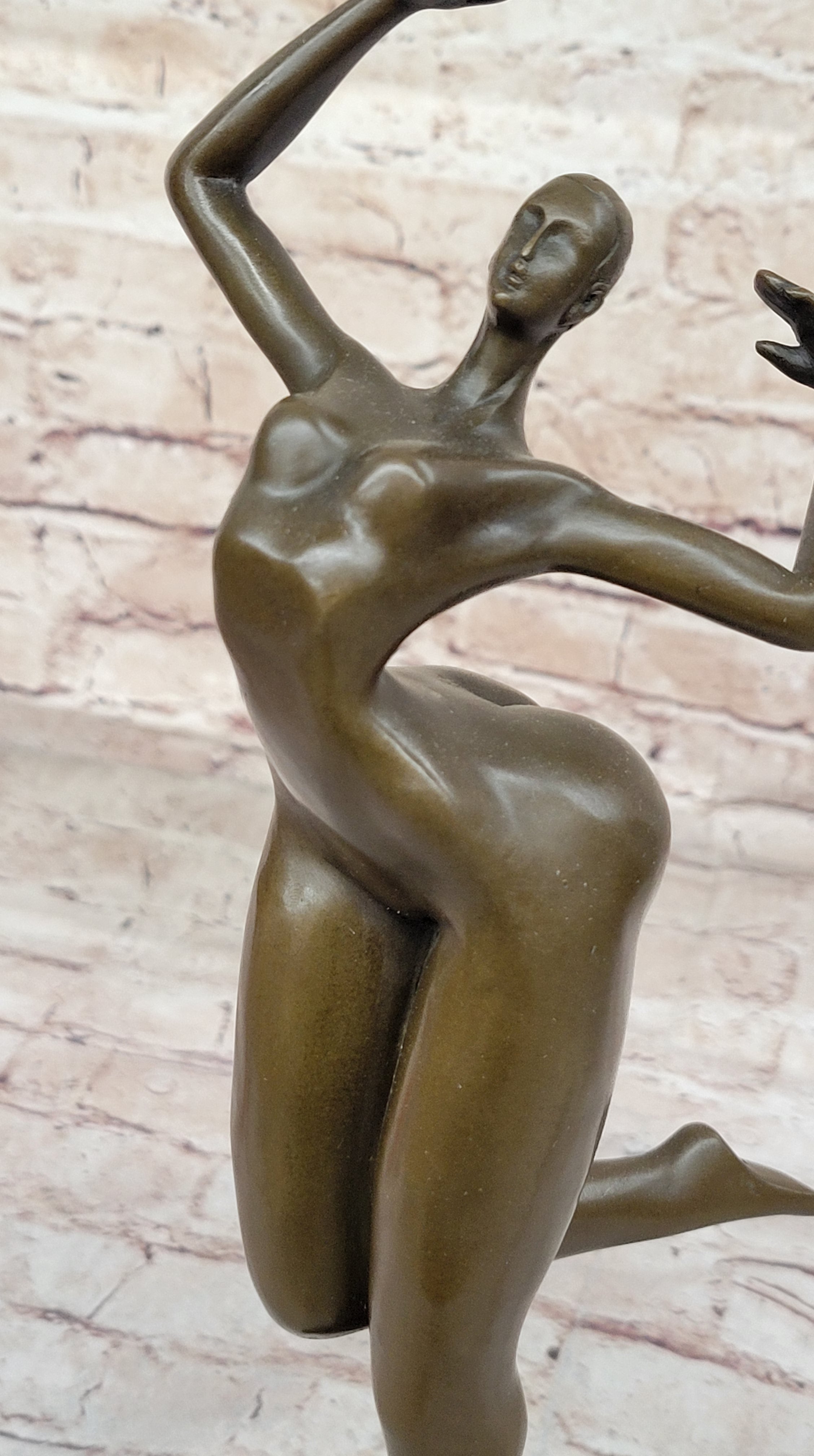 Nude Curvy Female Dancer Figure Bronze Sculpture Modern Art on Marble Base