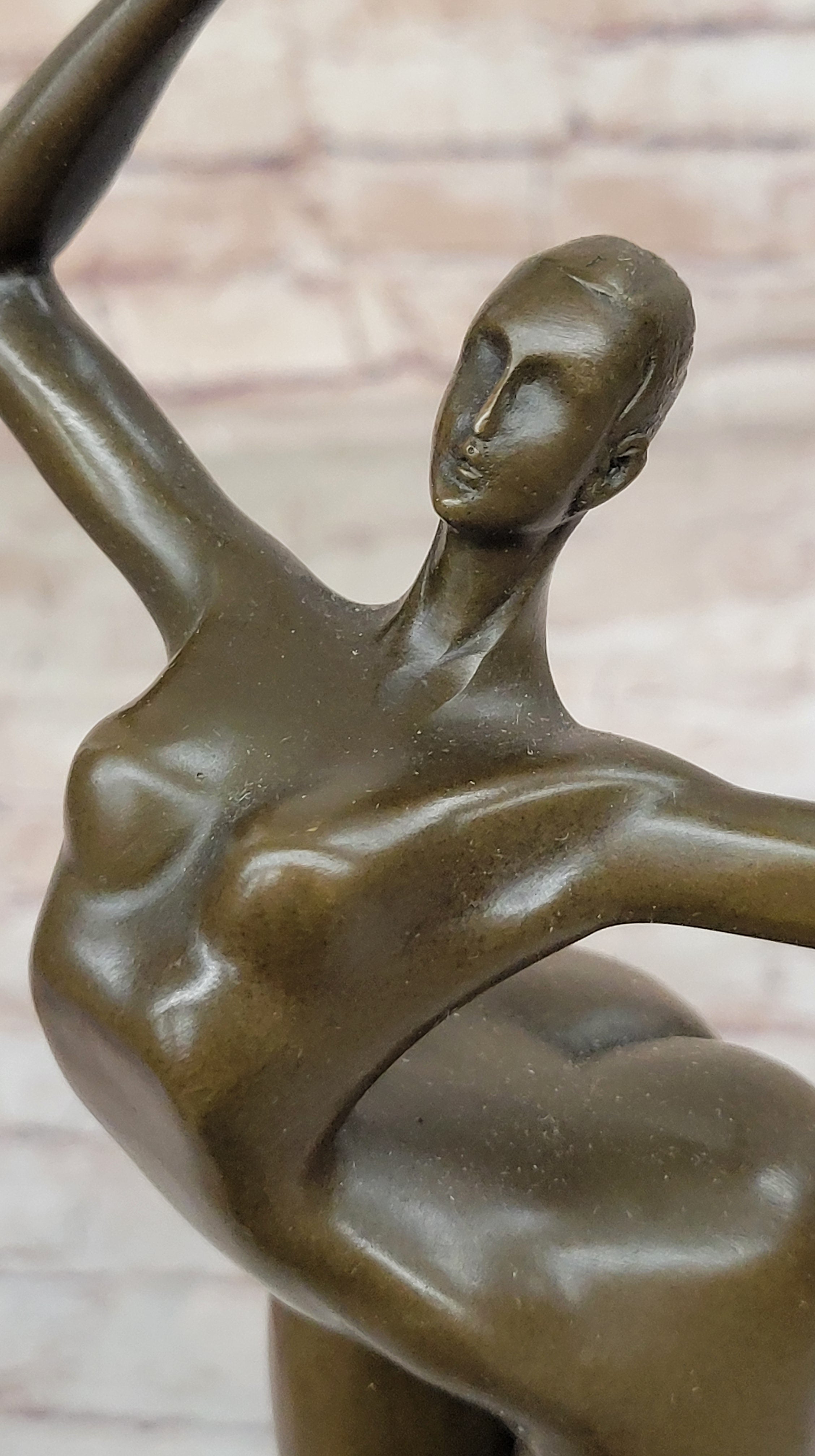 Nude Curvy Female Dancer Figure Bronze Sculpture Modern Art on Marble Base