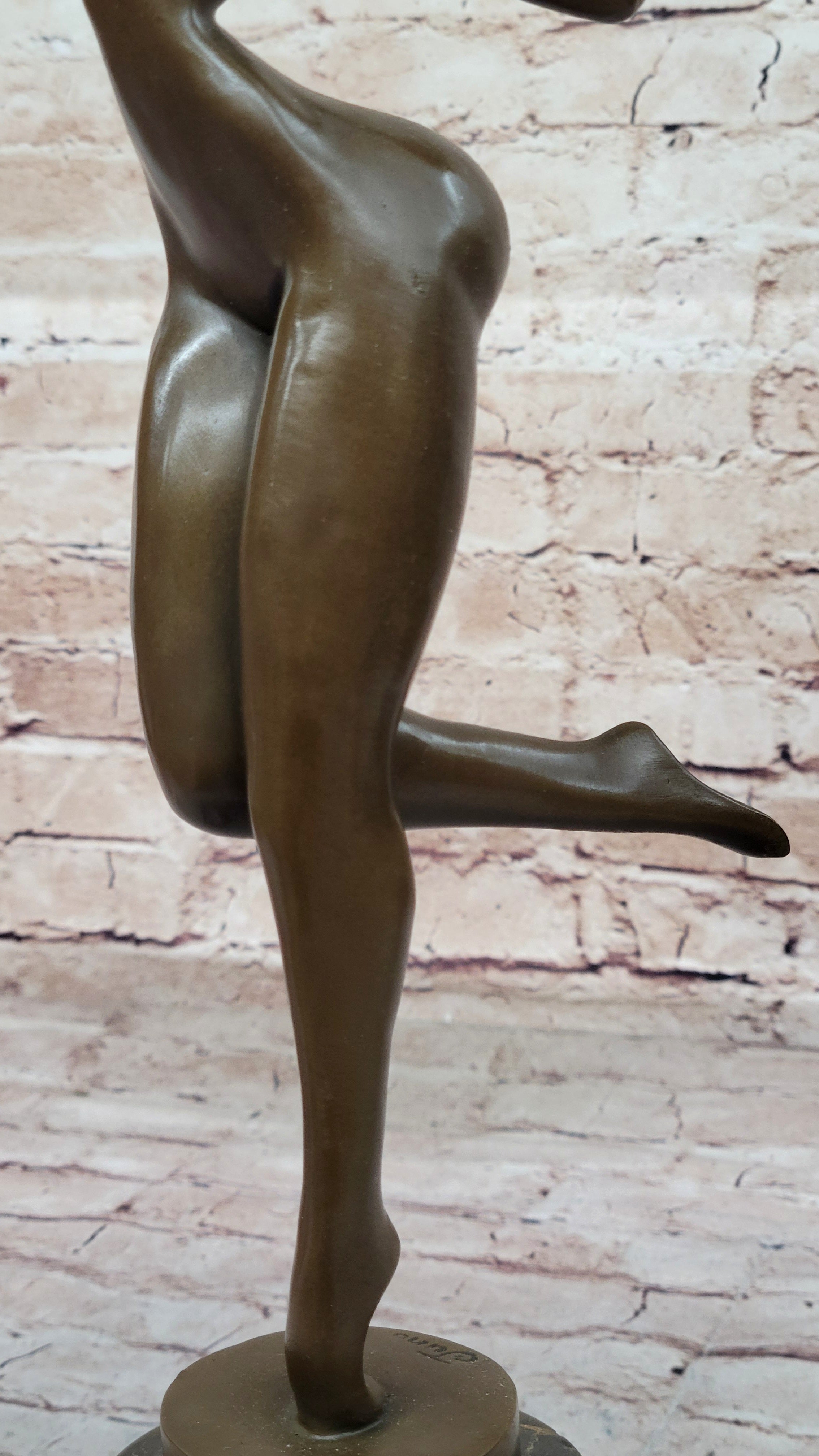 Nude Curvy Female Dancer Figure Bronze Sculpture Modern Art on Marble Base