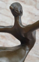 Nude Curvy Female Dancer Figure Bronze Sculpture Modern Art on Marble Base
