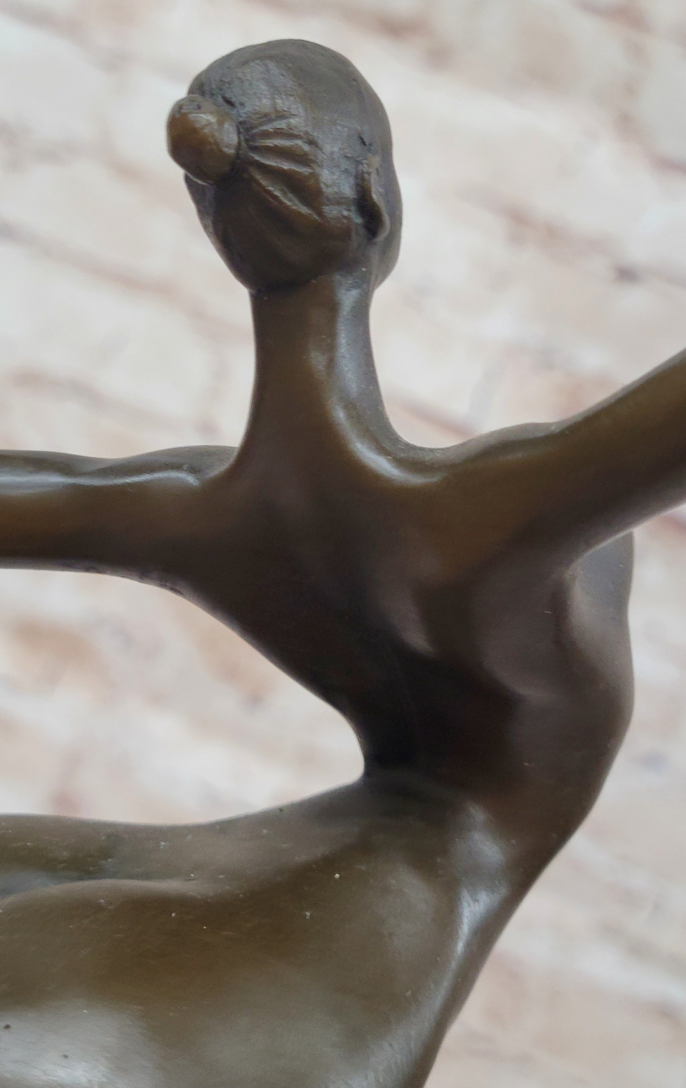 Nude Curvy Female Dancer Figure Bronze Sculpture Modern Art on Marble Base