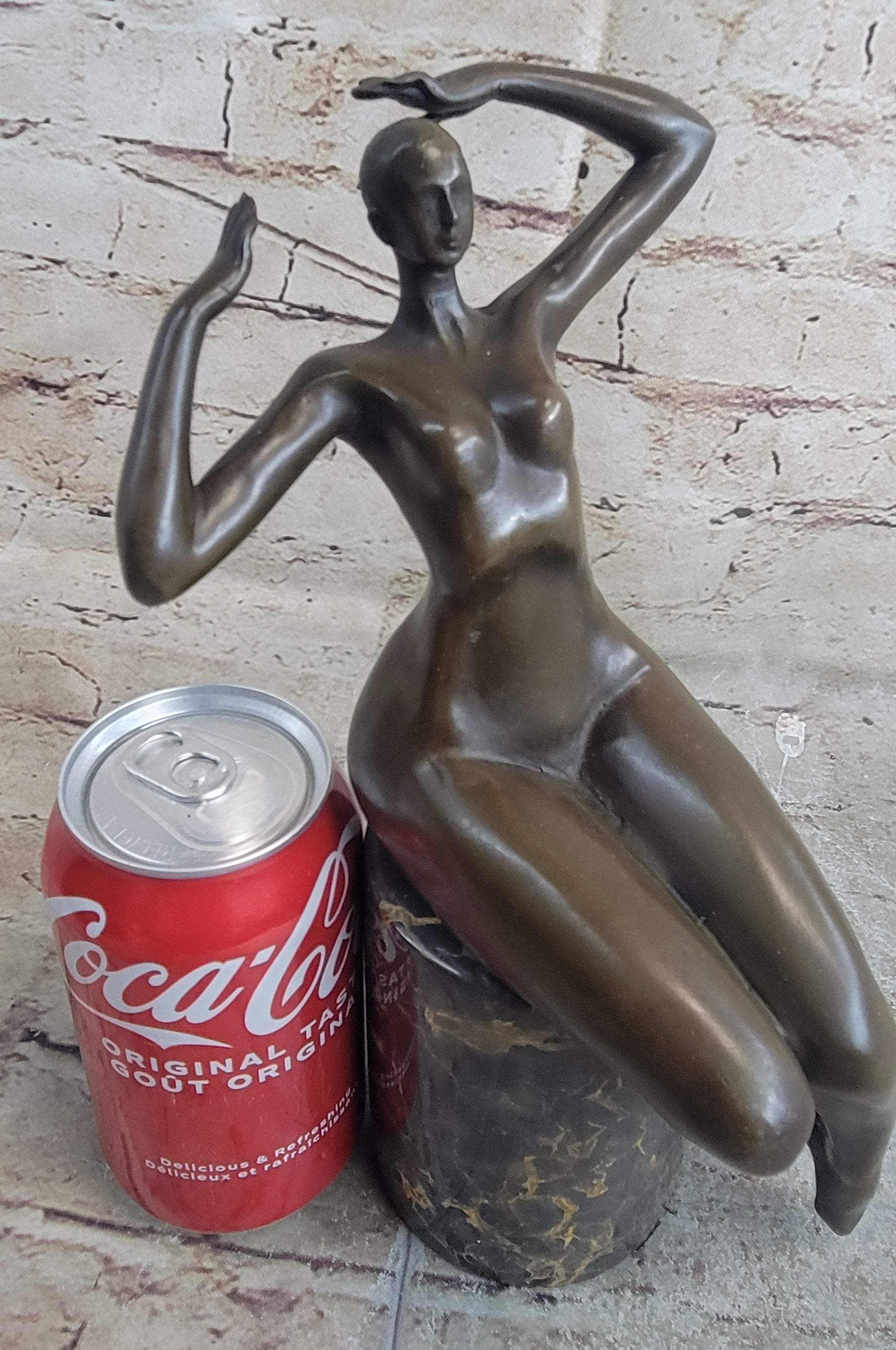 SIGNED JUNO BRONZE SCULPTURE CUBISM NUDE GIRL ABSTRACT MODERN ART STATUE FIGURE