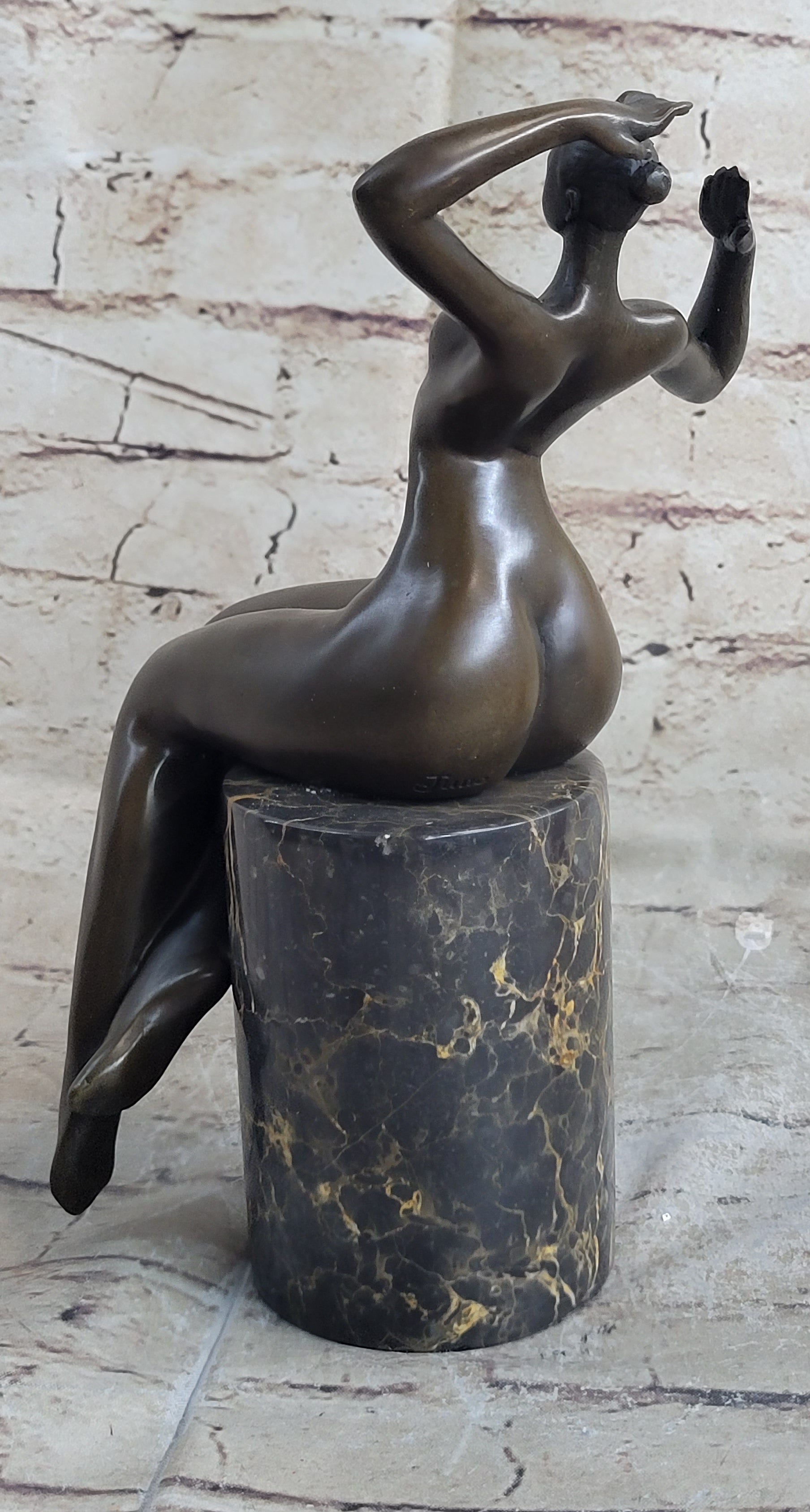 SIGNED JUNO BRONZE SCULPTURE CUBISM NUDE GIRL ABSTRACT MODERN ART STATUE FIGURE