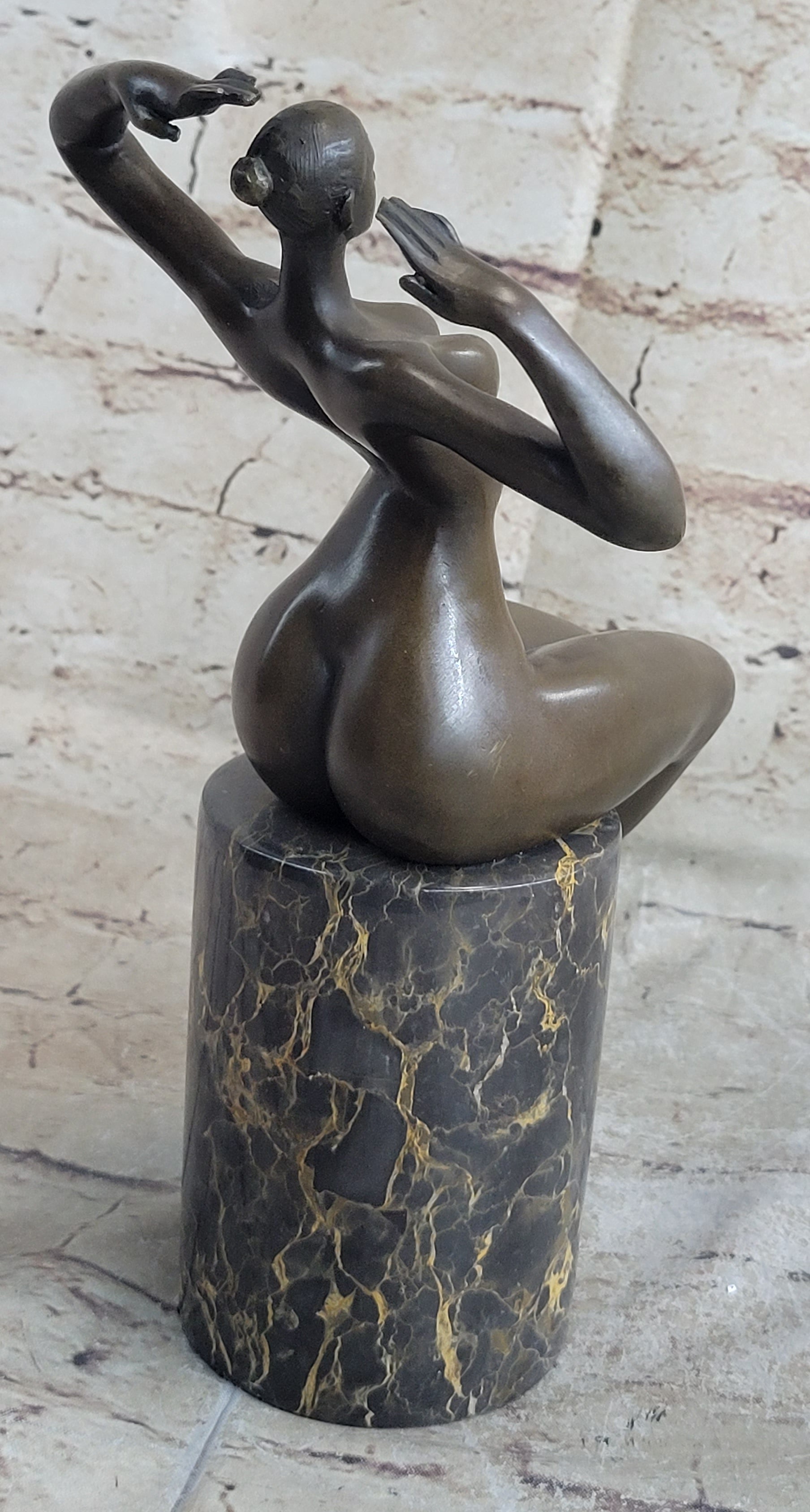 SIGNED JUNO BRONZE SCULPTURE CUBISM NUDE GIRL ABSTRACT MODERN ART STATUE FIGURE