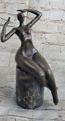 SIGNED JUNO BRONZE SCULPTURE CUBISM NUDE GIRL ABSTRACT MODERN ART STATUE FIGURE