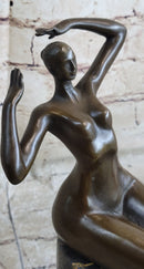 SIGNED JUNO BRONZE SCULPTURE CUBISM NUDE GIRL ABSTRACT MODERN ART STATUE FIGURE